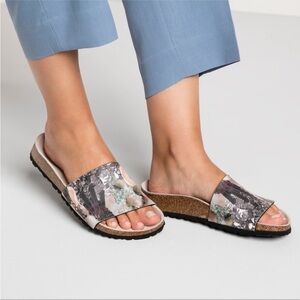 Birkenstock Pink Gray Floral Slide Sandals